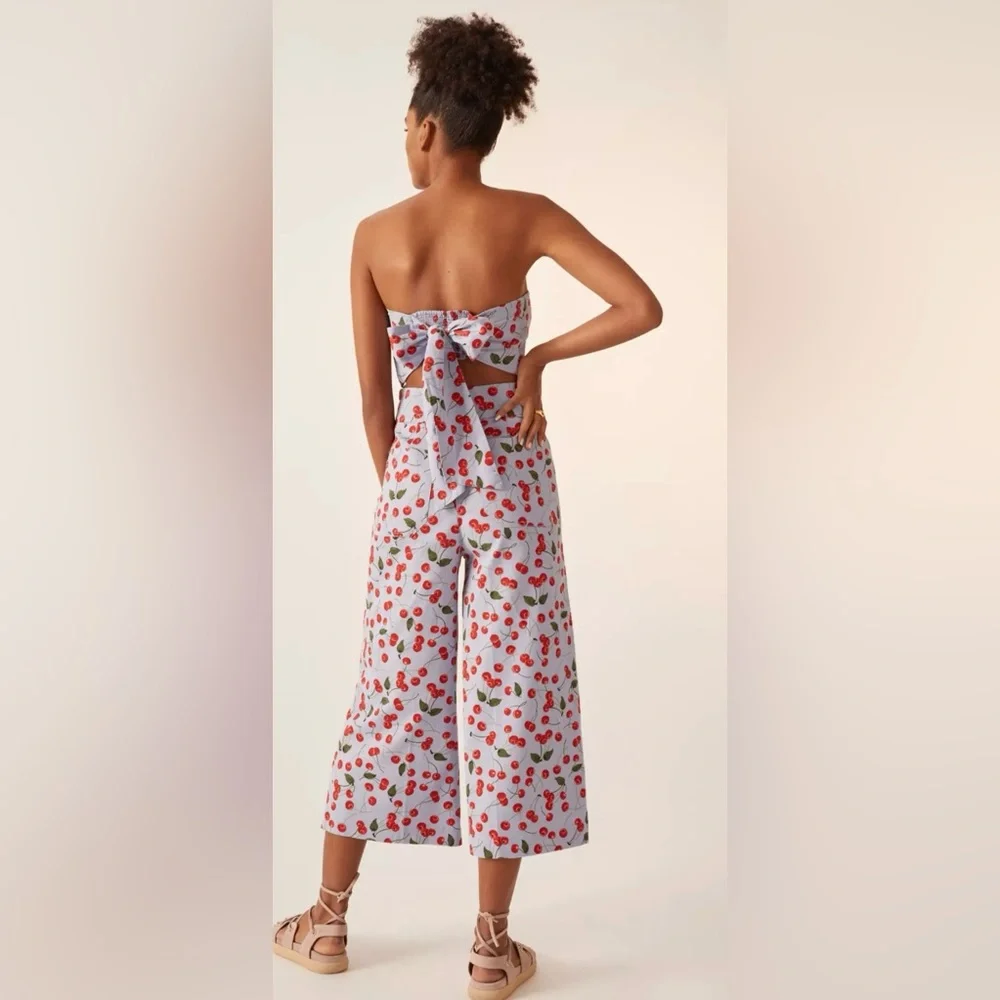 Anthropologie Maeve Wide Leg Cherry Print Pants - Size 8 - Picture 5 of 8